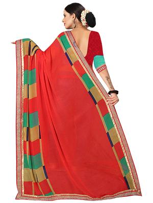 geometric printed saree with blouse - 17262621 - Standard Image - 2