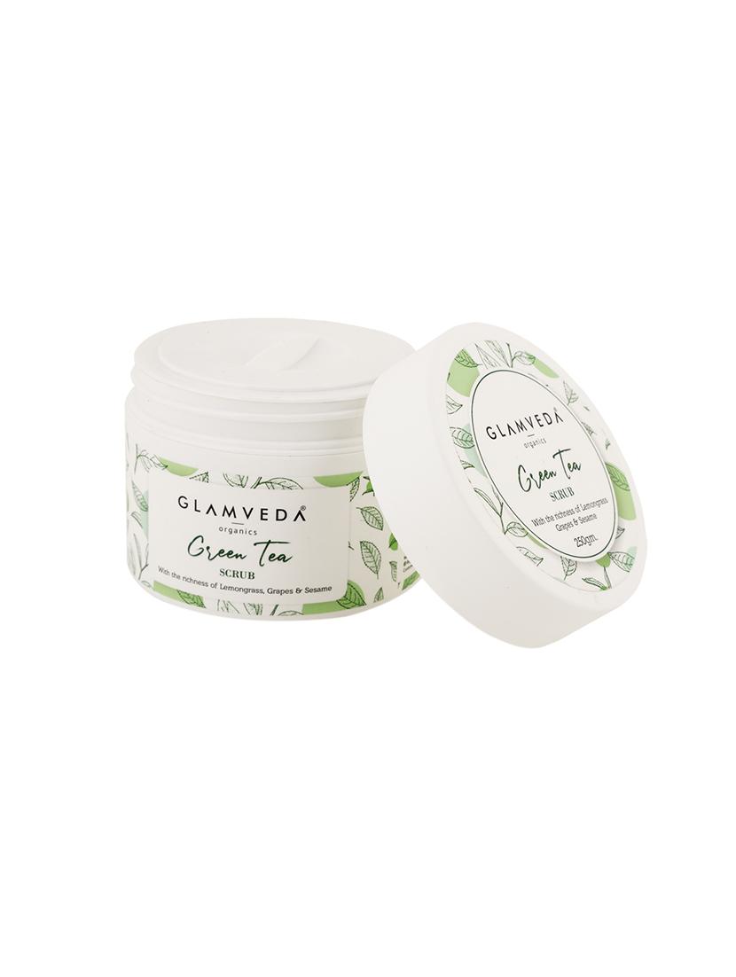 glamveda green tea recharge & renew scrub | 250 g| all skin type| paraben free - 17262655 - Zoom Image - 2