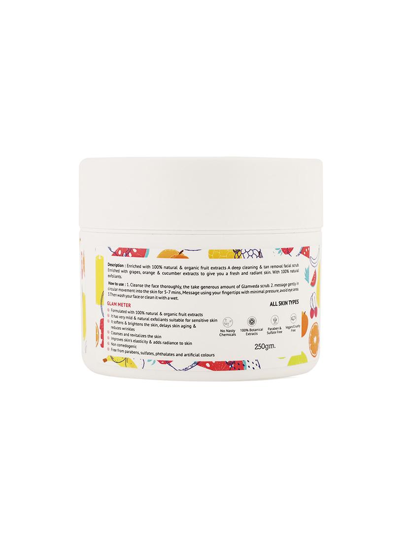 glamveda mix fruit tan removal scrub | 250 g| all skin type| paraben free - 17262662 - Zoom Image - 4