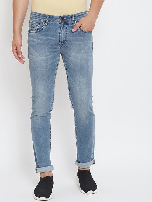 blue light washed denim jeans - 17263451 - Standard Image - 1