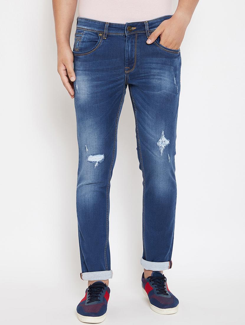 blue light washed distressed denim jeans - 17263461 - Zoom Image - 1