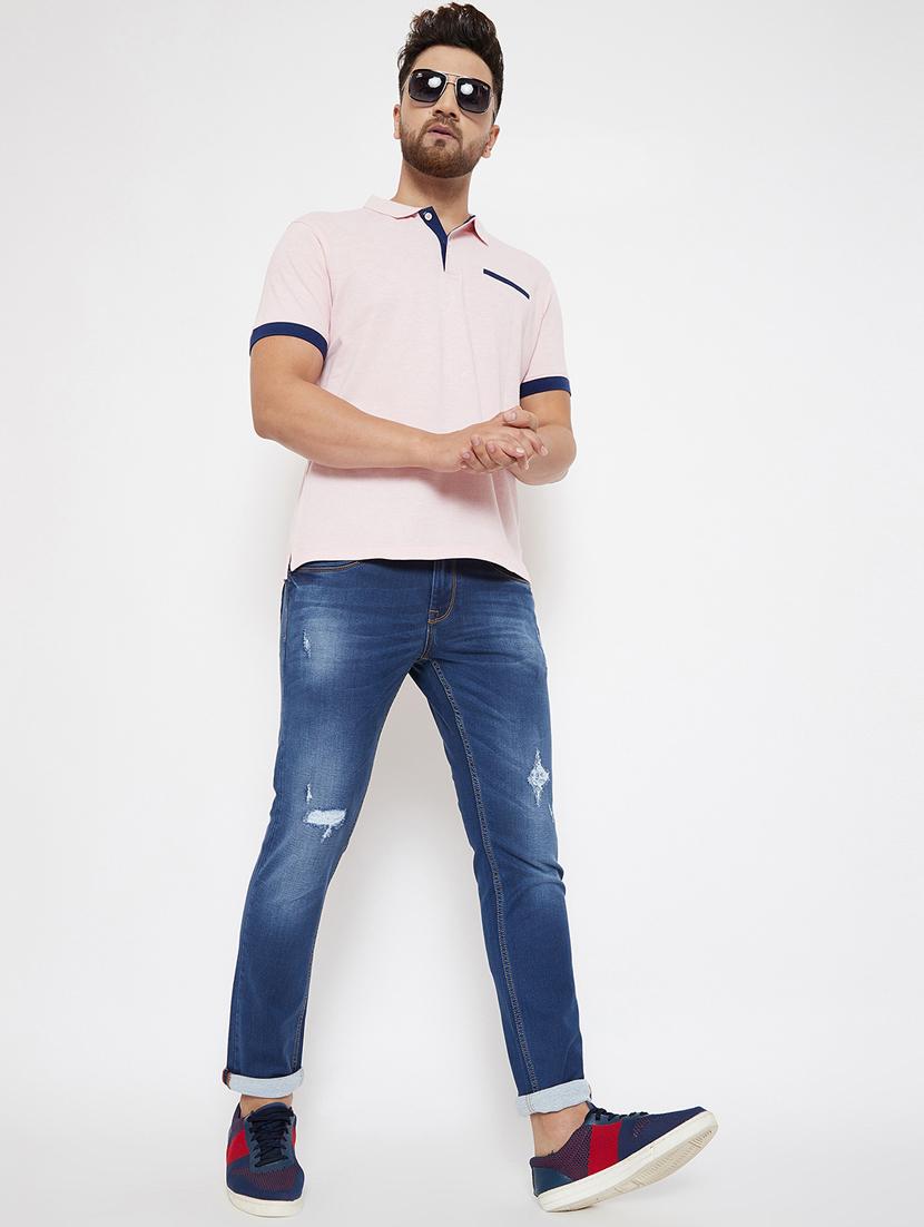 blue light washed distressed denim jeans - 17263461 - Zoom Image - 4