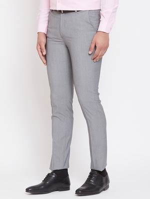 grey solid flat front formal trouser - 17263467 - Standard Image - 2