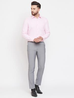 grey solid flat front formal trouser - 17263467 - Standard Image - 4