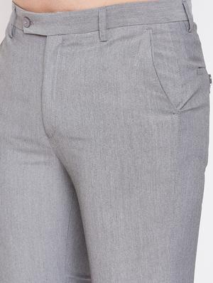 grey solid flat front formal trouser - 17263467 - Standard Image - 5