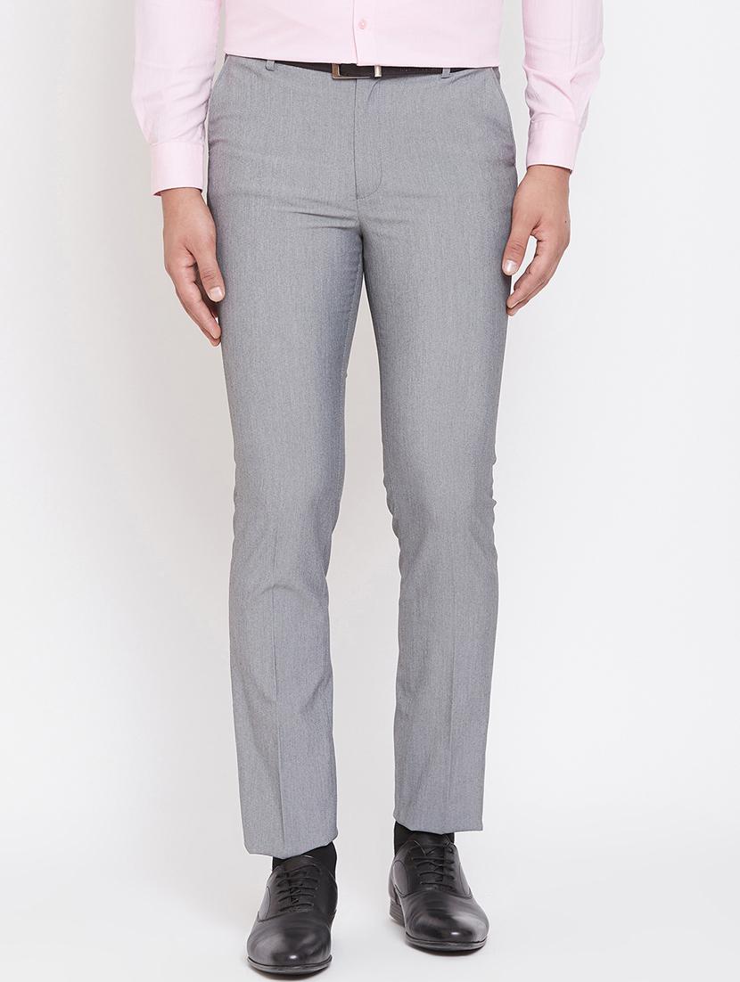 grey solid flat front formal trouser - 17263467 - Zoom Image - 1