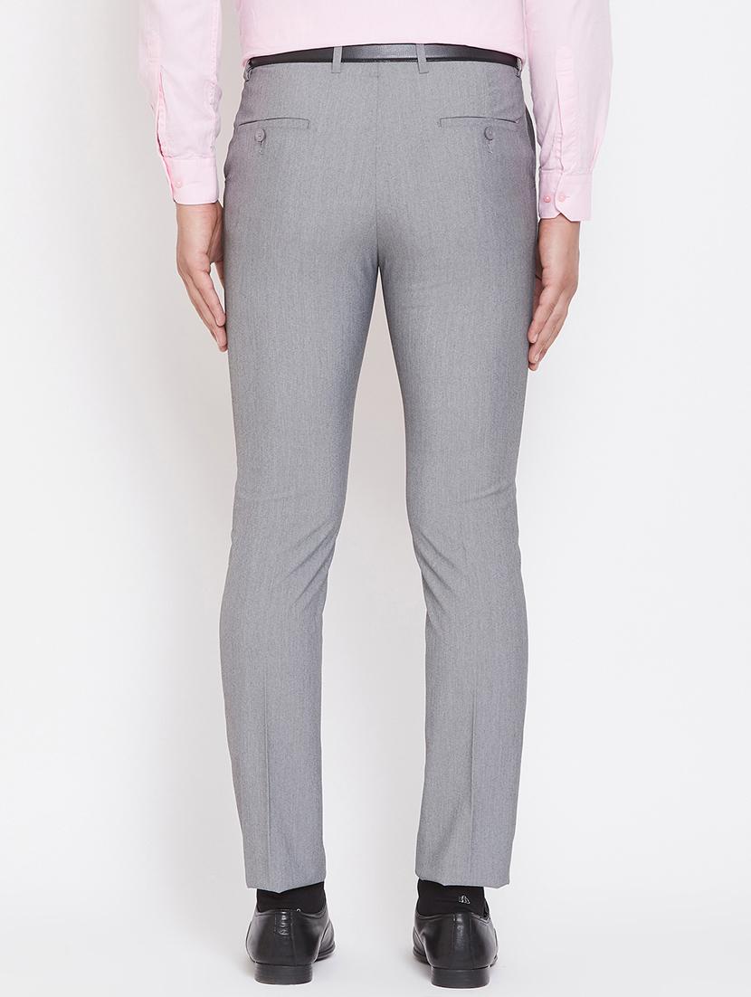 grey solid flat front formal trouser - 17263467 - Zoom Image - 3