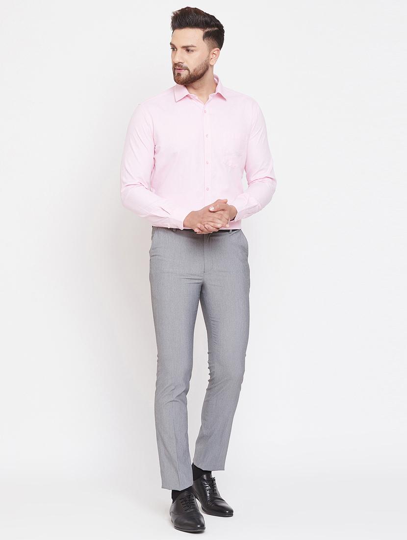 grey solid flat front formal trouser - 17263467 - Zoom Image - 4