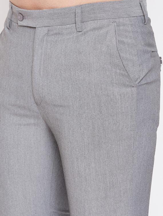 grey solid flat front formal trouser - 17263467 - Zoom Image - 5