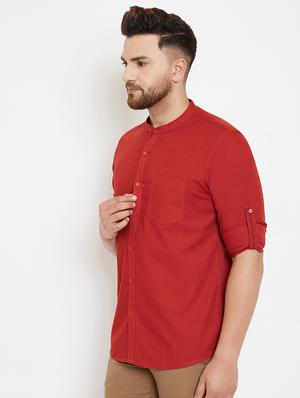 red solid casual shirt - 17263502 - Standard Image - 2