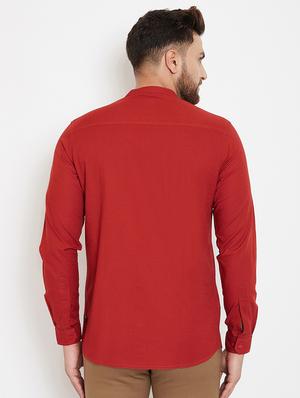 red solid casual shirt - 17263502 - Standard Image - 3