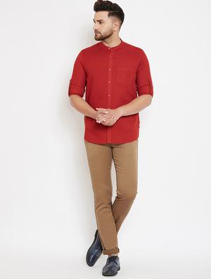 red solid casual shirt - 17263502 - Standard Image - 4