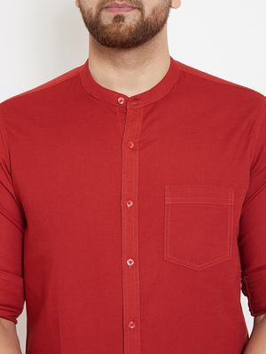 red solid casual shirt - 17263502 - Standard Image - 5