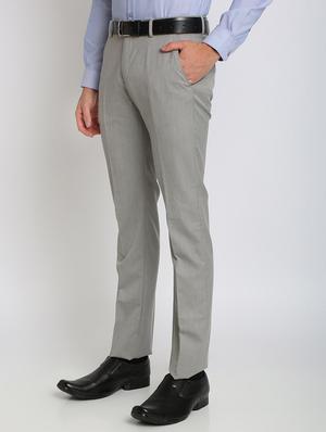 grey solid flat front formal trouser - 17263616 - Standard Image - 2