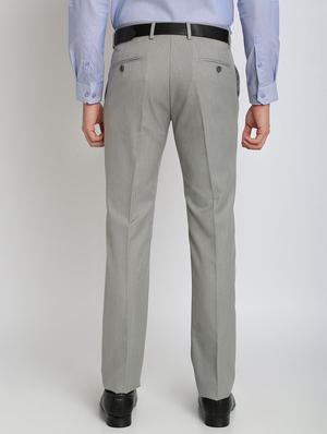 grey solid flat front formal trouser - 17263616 - Standard Image - 3