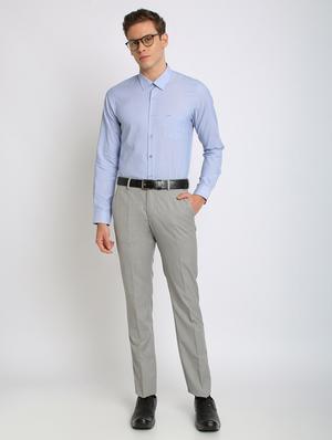 grey solid flat front formal trouser - 17263616 - Standard Image - 4