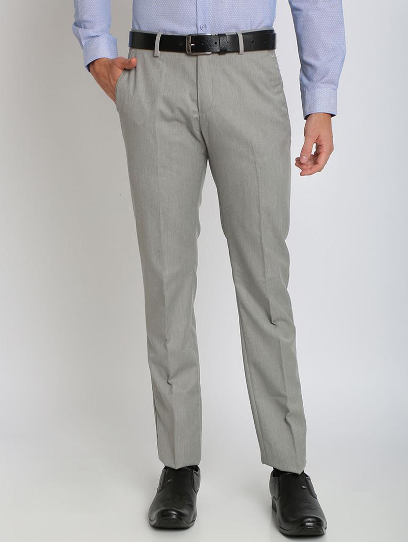 grey solid flat front formal trouser - 17263616 - Zoom Image - 1