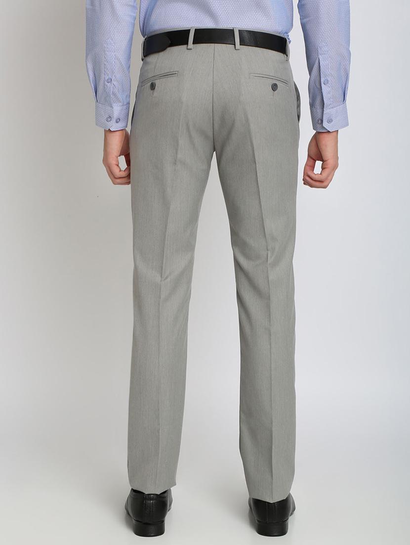 grey solid flat front formal trouser - 17263616 - Zoom Image - 3