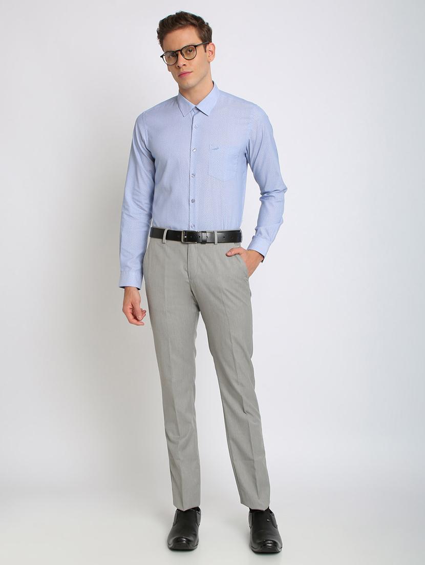 grey solid flat front formal trouser - 17263616 - Zoom Image - 4