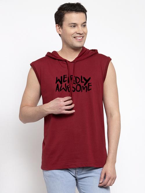 maroon chest print t-shirt - 17263867 - Standard Image - 1