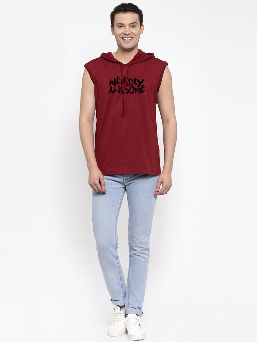 maroon chest print t-shirt - 17263867 - Zoom Image - 4
