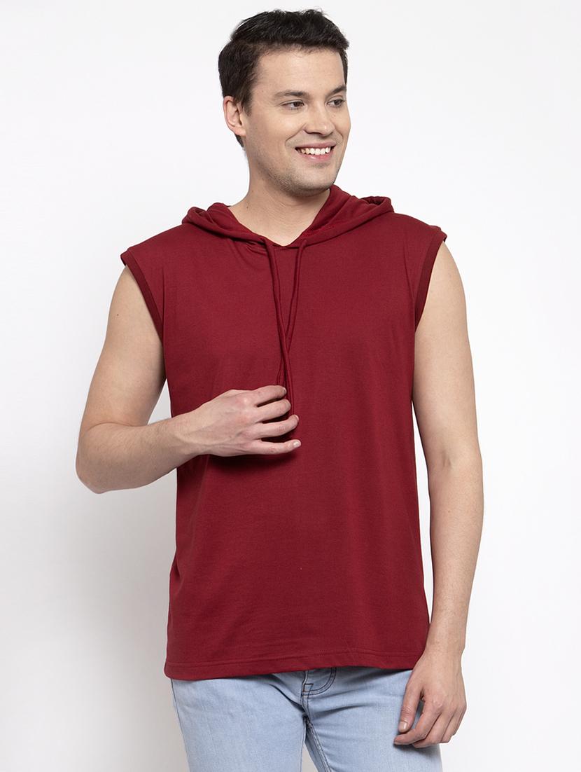 maroon solid t-shirt - 17263997 - Zoom Image - 1