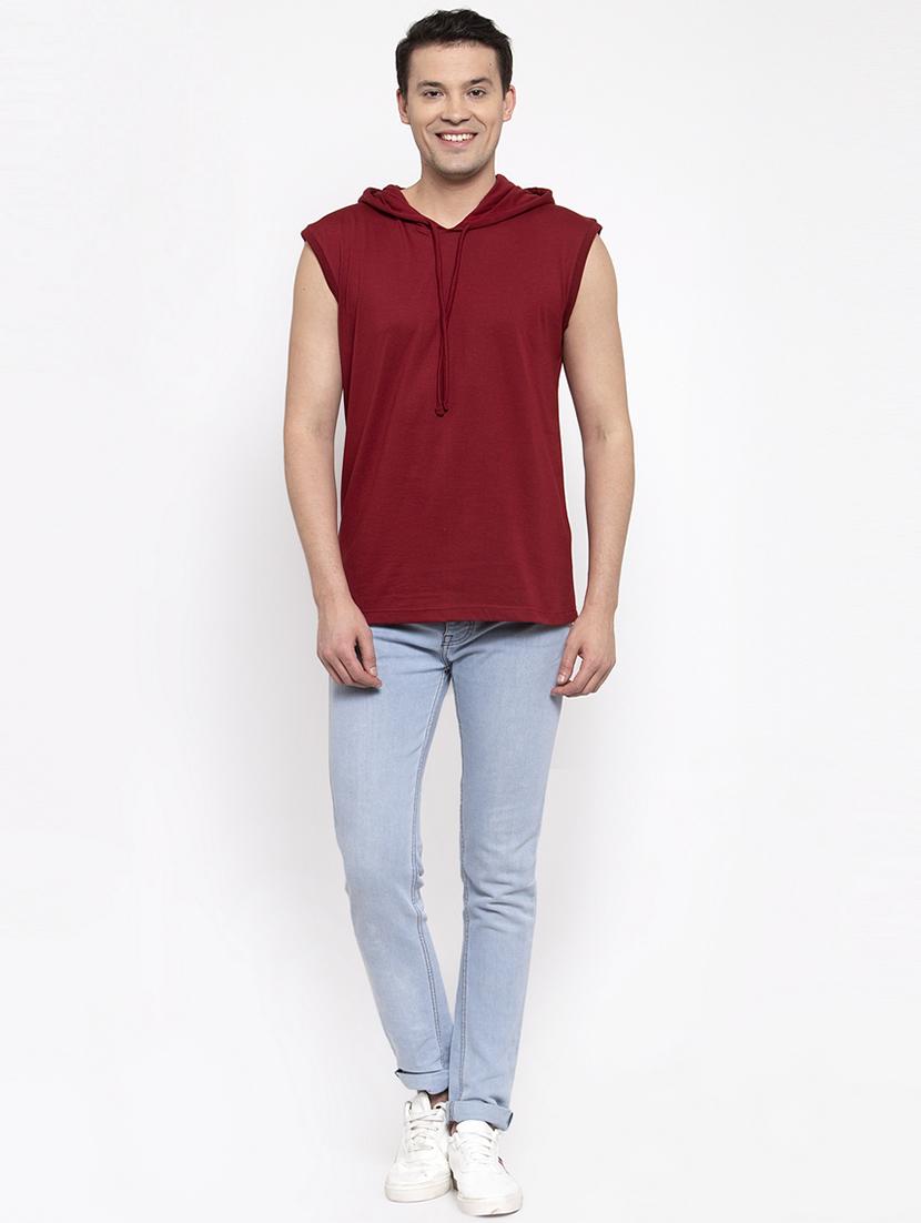 maroon solid t-shirt - 17263997 - Zoom Image - 4
