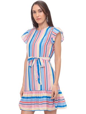 tie front striped a-line dress - 17264061 - Standard Image - 2