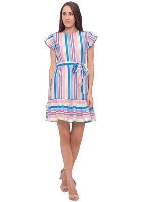 tie front striped a-line dress - 17264061 - Standard Image - 4