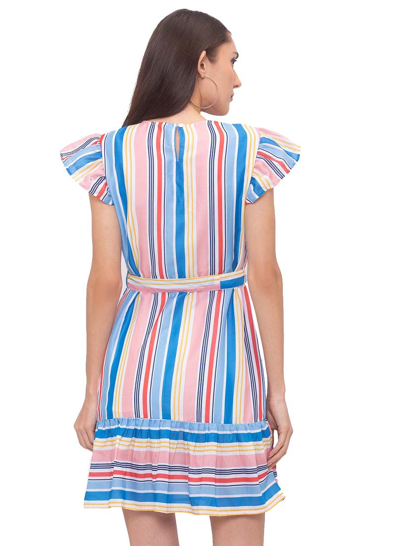 tie front striped a-line dress - 17264061 - Zoom Image - 3
