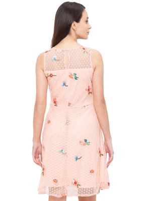 embroidered detail dobby fit & flare dress - 17264067 - Standard Image - 3