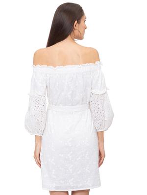 off shoulder schiffli a-line dress - 17264072 - Standard Image - 3