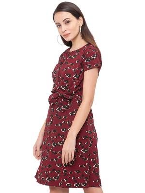 tie front round neck a-line dress - 17264076 - Standard Image - 2