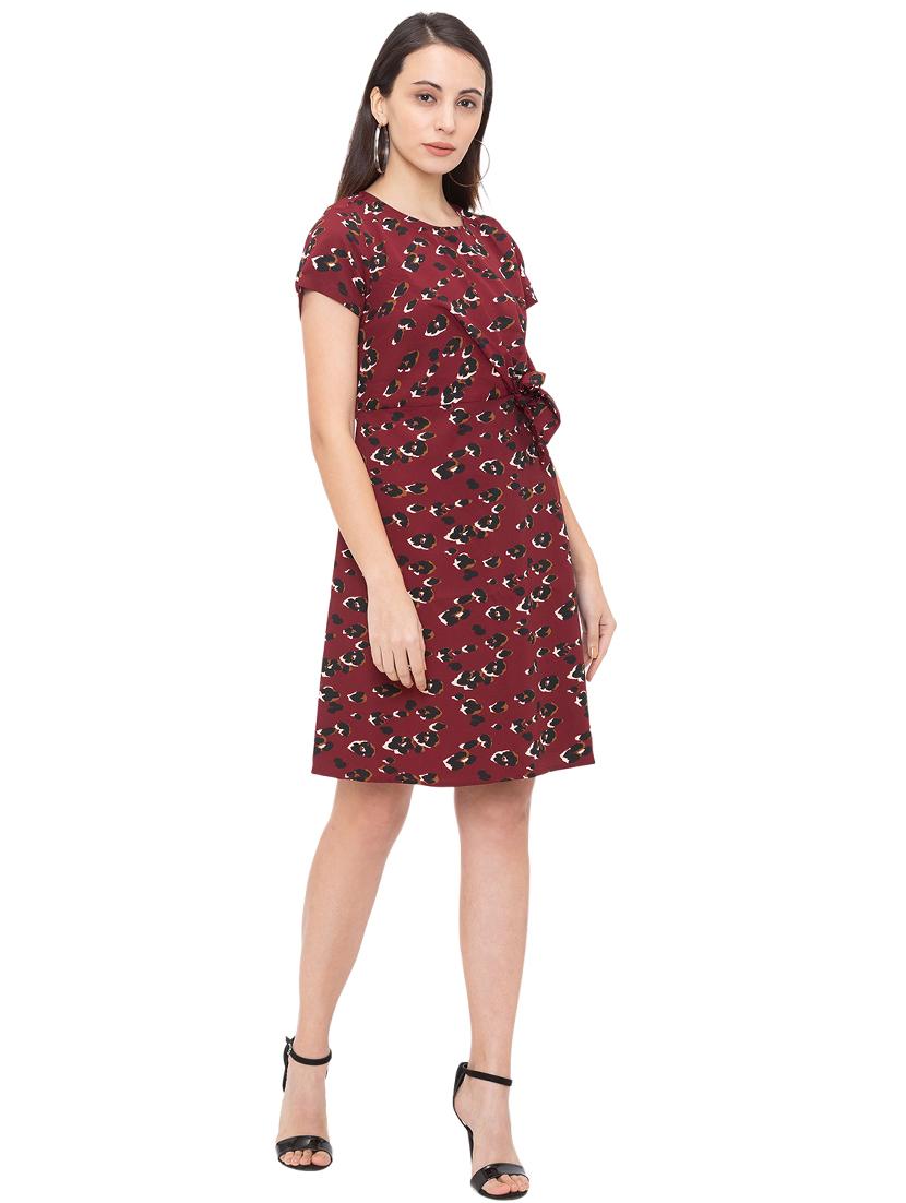 tie front round neck a-line dress - 17264076 - Zoom Image - 4