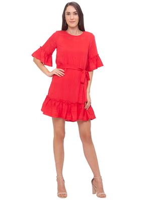 tie front bell sleeved a-line dress - 17264080 - Standard Image - 4