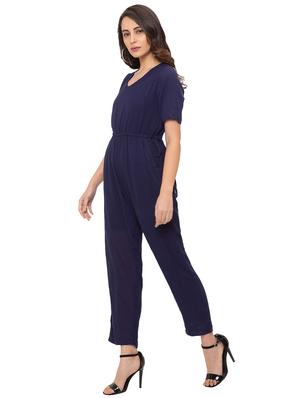 drawstring waist solid full leg jumpsuit - 17264107 - Standard Image - 2