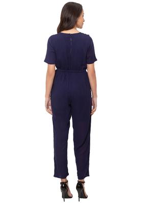 drawstring waist solid full leg jumpsuit - 17264107 - Standard Image - 3