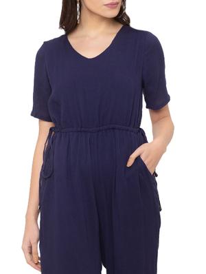 drawstring waist solid full leg jumpsuit - 17264107 - Standard Image - 4