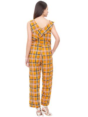 frill detail checkered full leg jumpsuit - 17264115 - Standard Image - 3