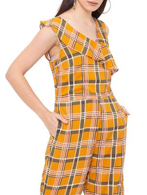 frill detail checkered full leg jumpsuit - 17264115 - Standard Image - 4