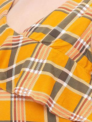 frill detail checkered full leg jumpsuit - 17264115 - Standard Image - 5