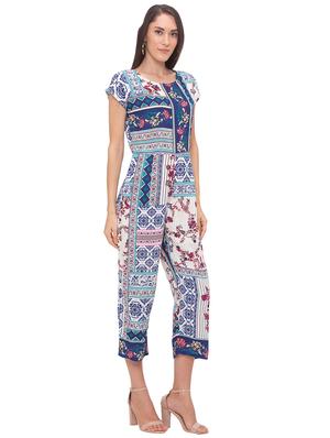 round neck printed full leg jumpsuit - 17264117 - Standard Image - 2
