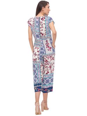 round neck printed full leg jumpsuit - 17264117 - Standard Image - 3