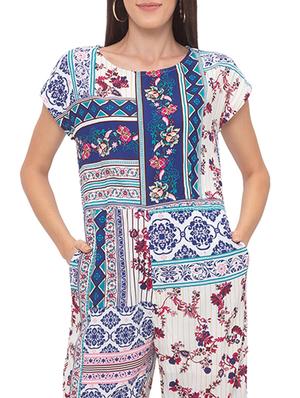 round neck printed full leg jumpsuit - 17264117 - Standard Image - 4