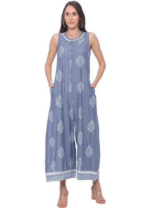 embroidered detail full leg jumpsuit - 17264124 - Very Small Image - 1