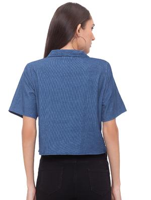 tie front cropped shirt - 17264135 - Standard Image - 3