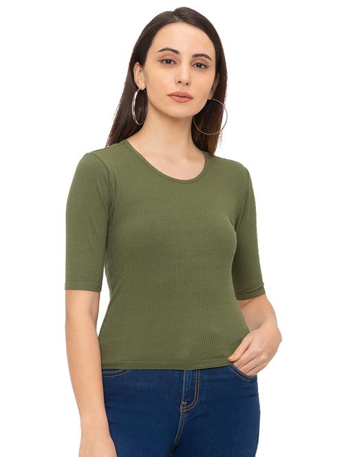 round neck textured top - 17264222 - Standard Image - 1