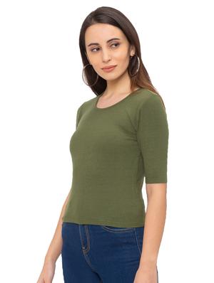 round neck textured top - 17264222 - Standard Image - 2