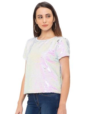 round neck sequined top - 17264275 - Standard Image - 2