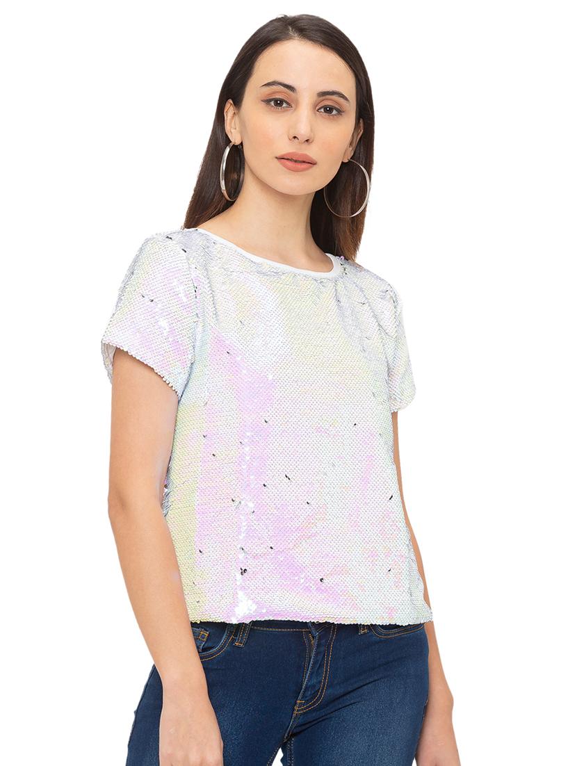 round neck sequined top - 17264275 - Zoom Image - 1